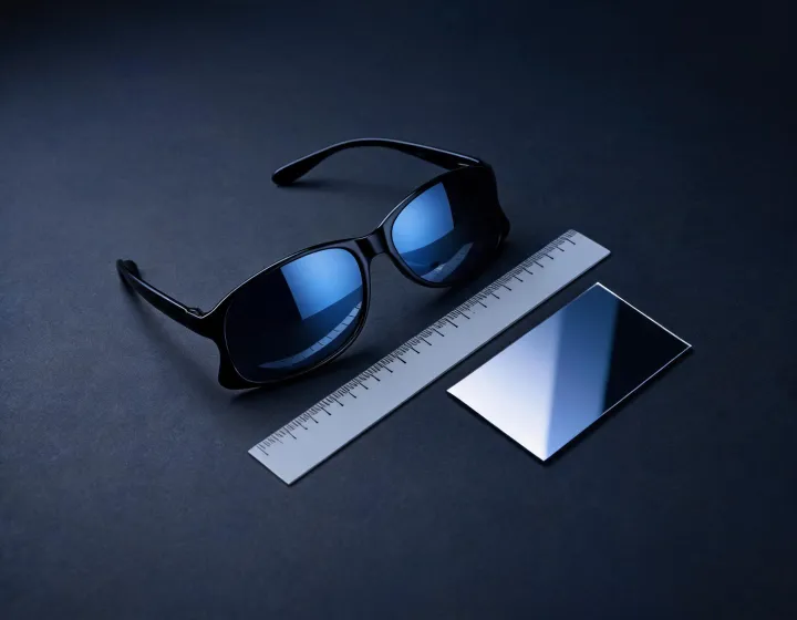 Polarized mirrored sunglasses layout sketch for inquiry comparison